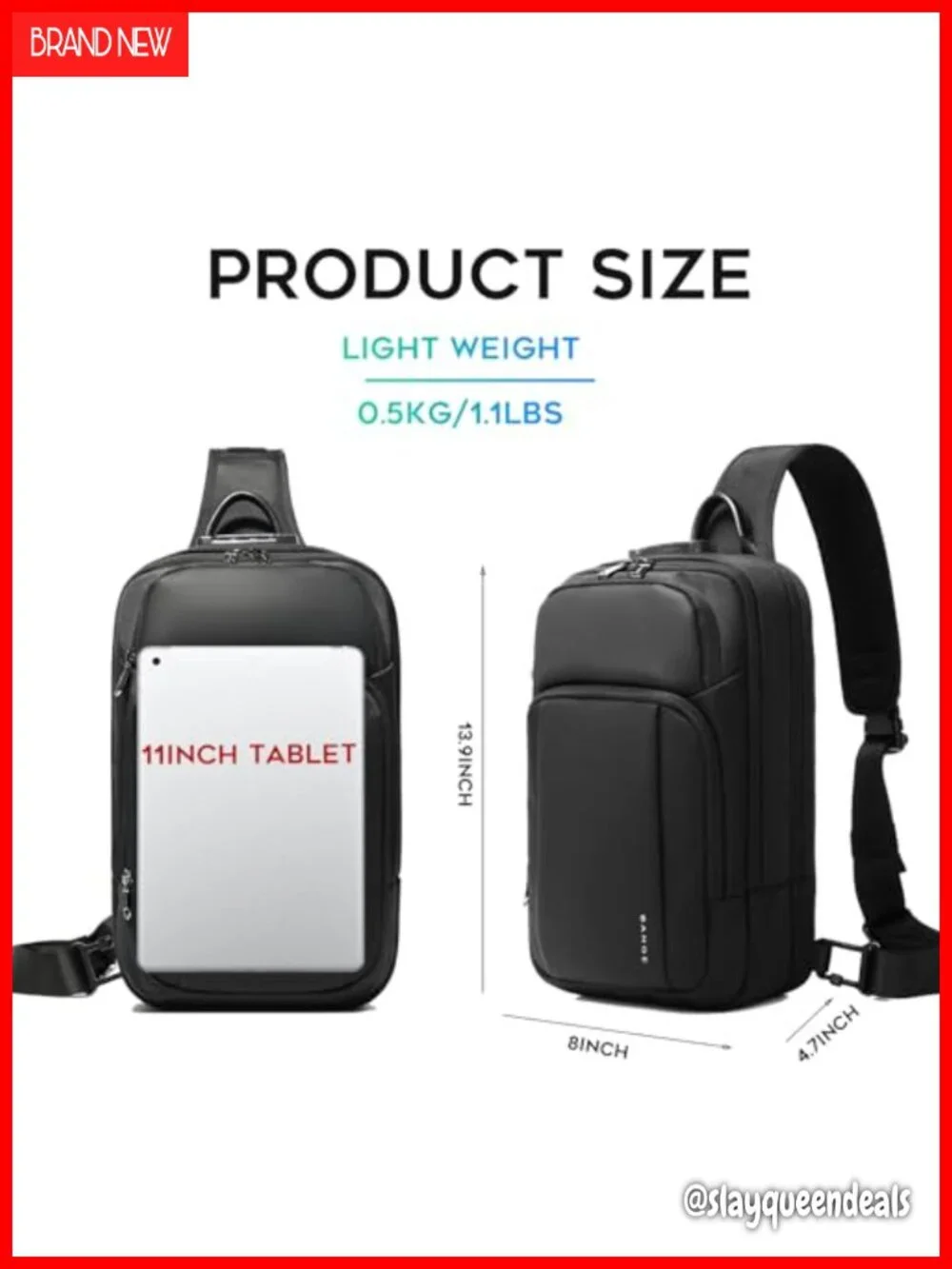 Anti Theft Sling Bag Crossbody Daypack with USB Port Water Resistant Oxford